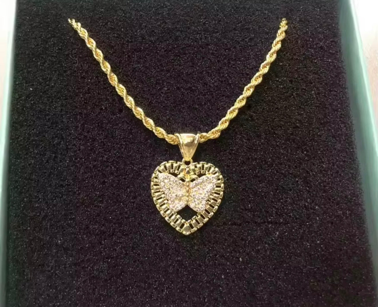 Pink diamond butterfly necklace